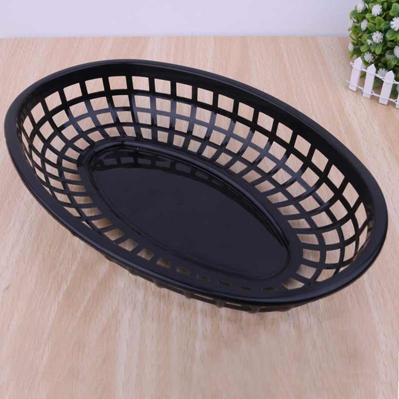 FEOOWV Retro Style Fast Food Basket (12Pk) and Checkered Deli Liner (100 Pk) Combo. Fast Food Basket Are Dishwasher Safe. Disposable Deli Paper Squares for Easy Cleanup (Black) - Image 3